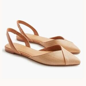 J.Crew Factory Woven Slingback Flats Natural Raffia Size 11 NWT